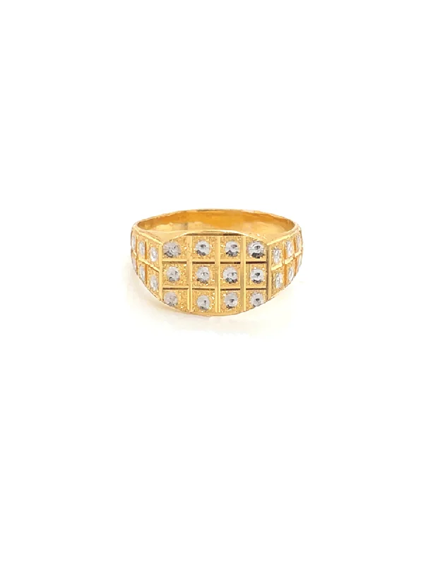 Two-tone Gold Men's Ring 22 Karat