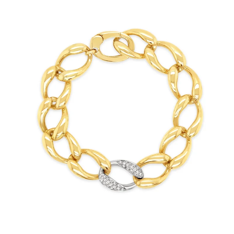 Two-Tone Oval Link Diamond Bracelet