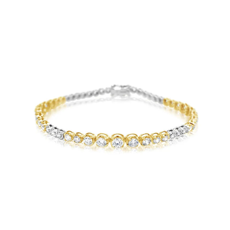 Two-Tone Triple Graduated Diamond Tennis Bracelet