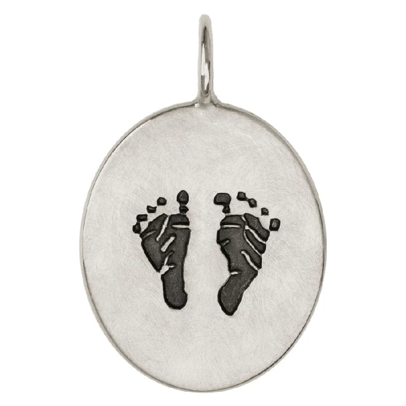 Custom Baby Feet & Stats Oval Charm