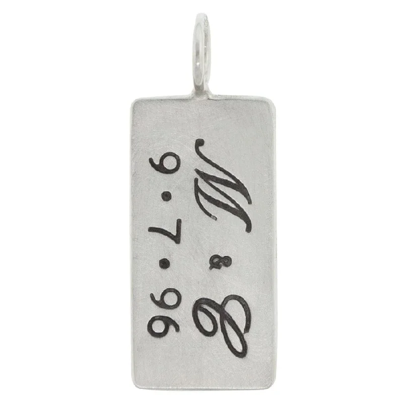 Custom Order Silver Double Initial & Date ID Tag Charm