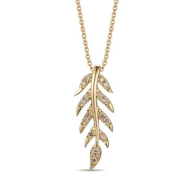 Le Vian 14K Honey Gold Vanilla Diamond Leaf Pendant Necklace