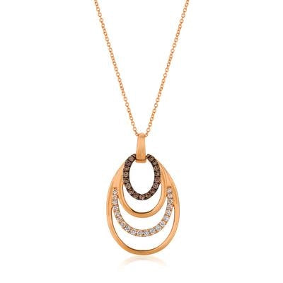 Le Vian 14K Strawberry Gold Oval Chocolate and Vanilla Diamond Pendant Necklace